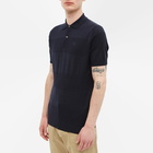 John Smedley Men's Textured Stripe Knit Polo Shirt in Midnight