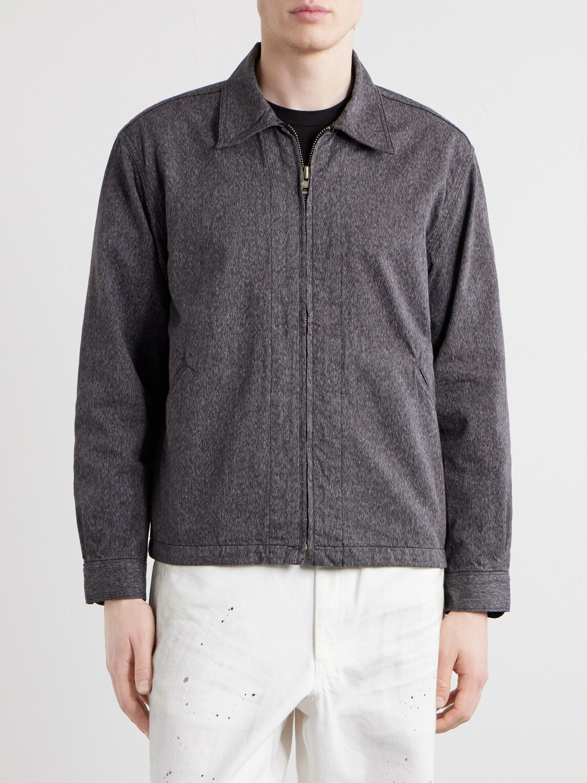 FULLCOUNT - Mock Twist Denim Zip-Up Jacket - Gray