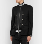 Balmain - Black Slim-Fit Panelled Wool and Tech-Jersey Blazer - Black