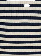White And Black Top With Ribbed Design And All-over Striped Motif In Viscose Woman TwinSet