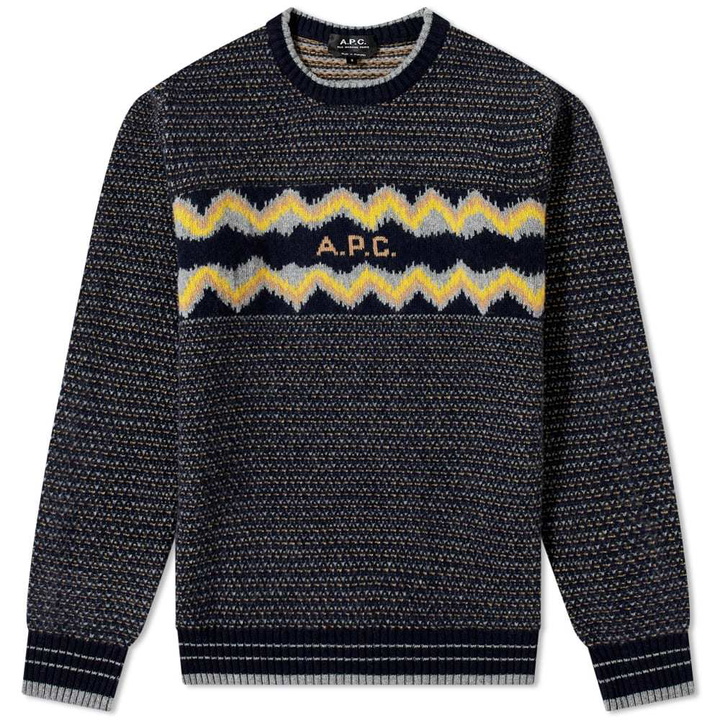 Photo: A.P.C. Ben Fair Isle Logo Knit