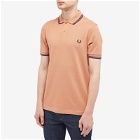 Fred Perry Men's Slim Fit Twin Tipped Polo Shirt in Light Rust/French Navy