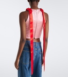 Erdem Bow-detail embellished satin crop top