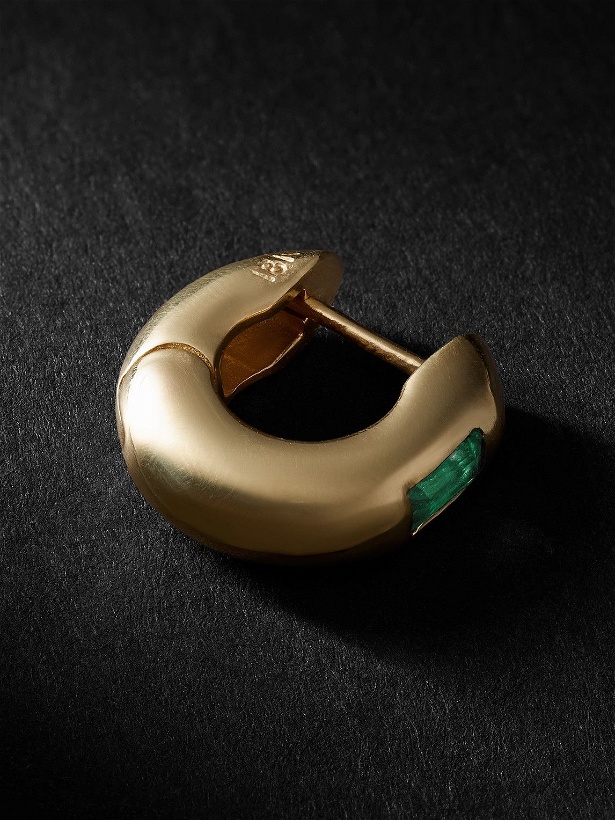 Photo: VADA - Bubble Gold Emerald Single Hoop Earring