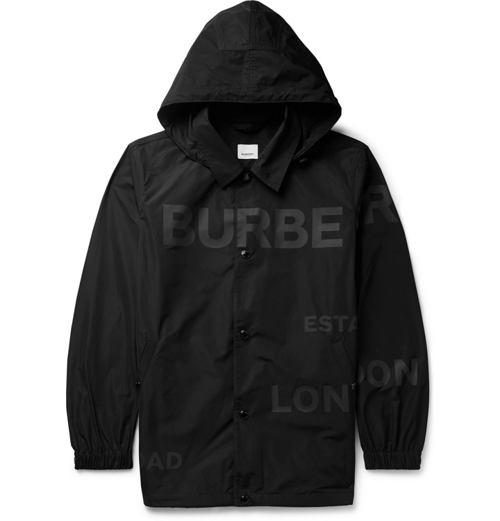 Photo: Burberry - Logo-Print Shell Hooded Jacket - Black