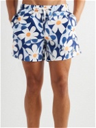 Bather - Daisy Trip Straight-Leg Mid-Length Floral-Print Swim Shorts - Blue