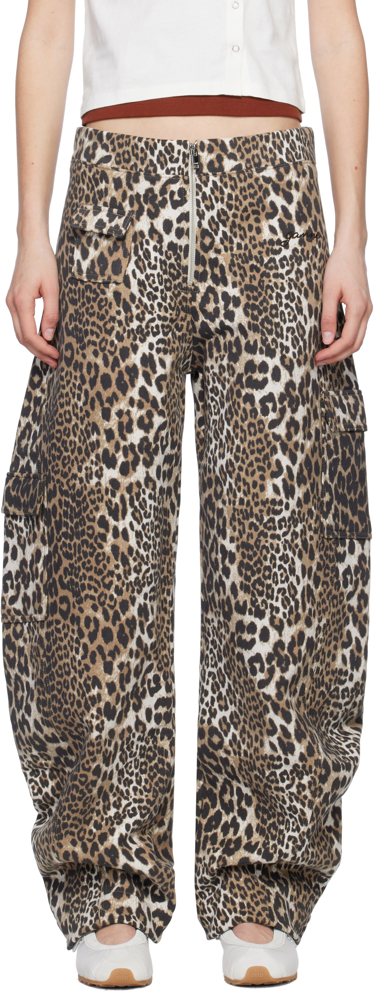 GANNI Beige & Brown Heavy Fleece Lounge Pants