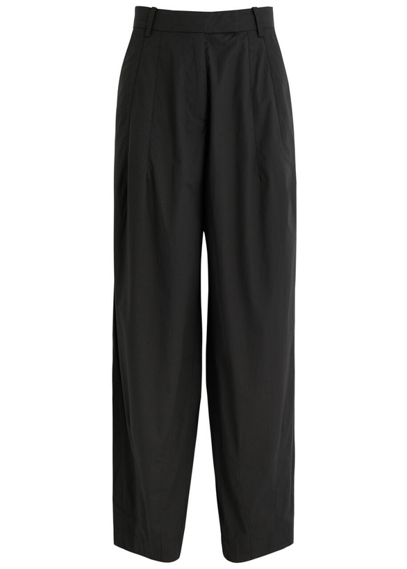 Photo: Remain BY Birger Christensen Barrel-leg Stretch-cotton Poplin Trousers Black 32 (UK4 / Xxs)