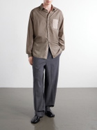 Maison Margiela - Camp-Collar Distressed Checked Cotton-Poplin Shirt - Neutrals