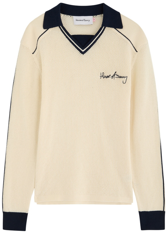 Photo: House OF Sunny Keepers Open-knit Cotton Polo Jumper Cream