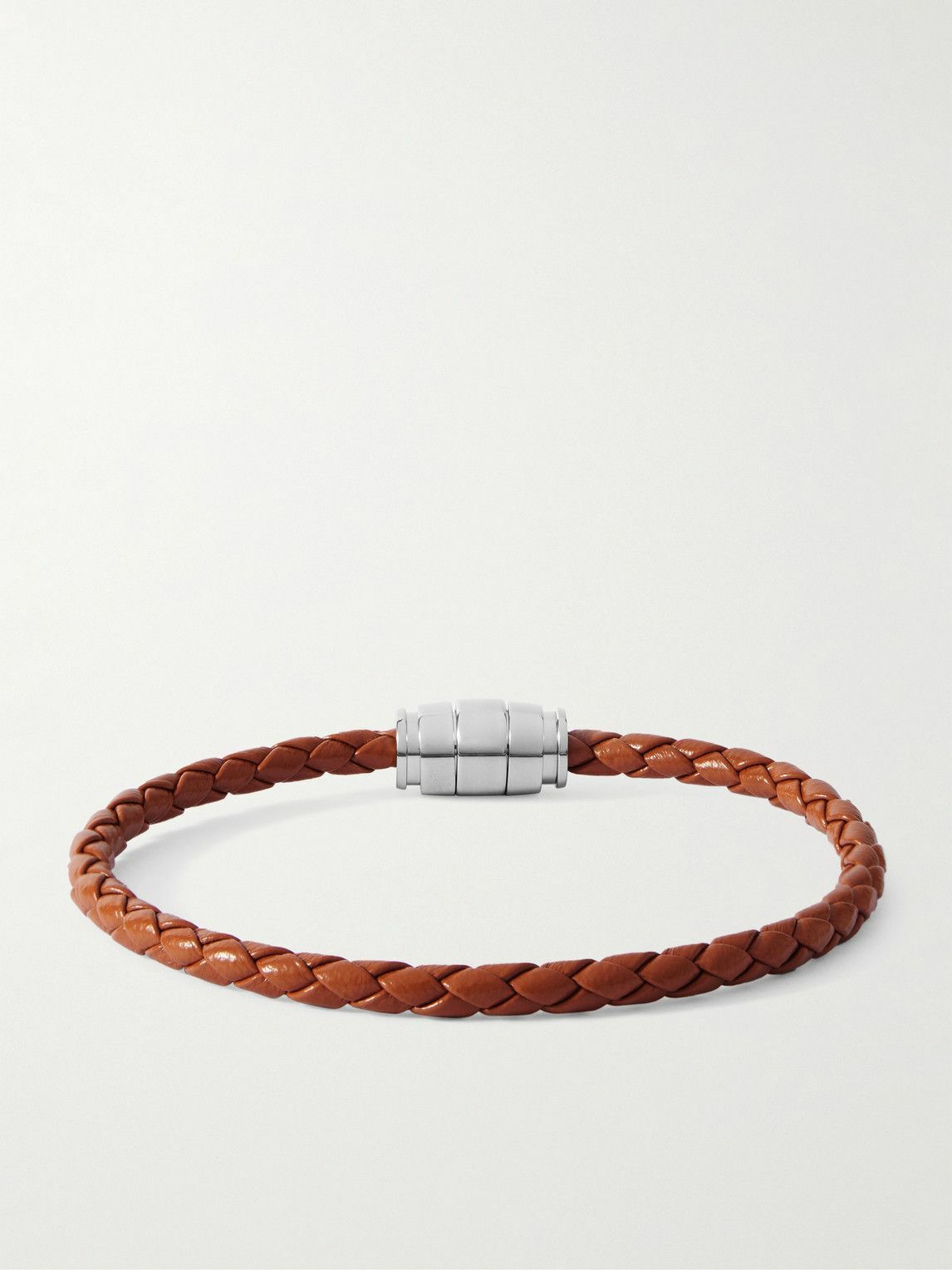 Montblanc - Meisterstück 3-Ring Stainless Steel and Woven Leather Bracelet - Brown
