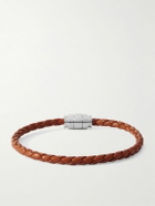 Montblanc - Meisterstück 3-Ring Stainless Steel and Woven Leather Bracelet - Brown