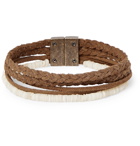 SAINT LAURENT - Shell and Braided Suede Bracelet - Brown