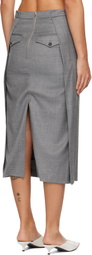 Pushbutton Gray Side Folded Midi Skirt