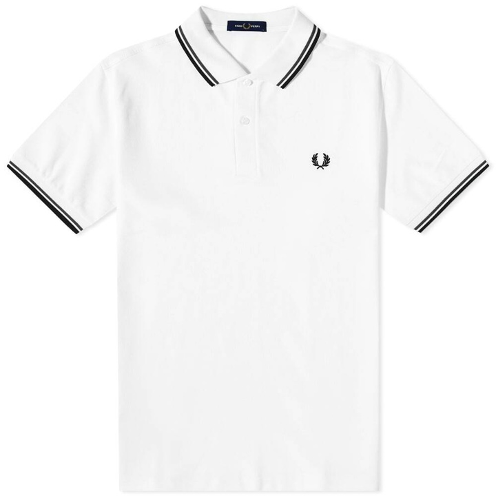 Photo: Fred Perry Men's Slim Fit Twin Tipped Polo Shirt in White