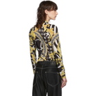 Versace Black and Yellow Heritage Stamp Deep-V Bodysuit