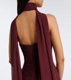 Marmar Halim Scarf-detail pleated corset gown