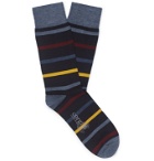 Corgi - Striped Wool-Blend Socks - Burgundy