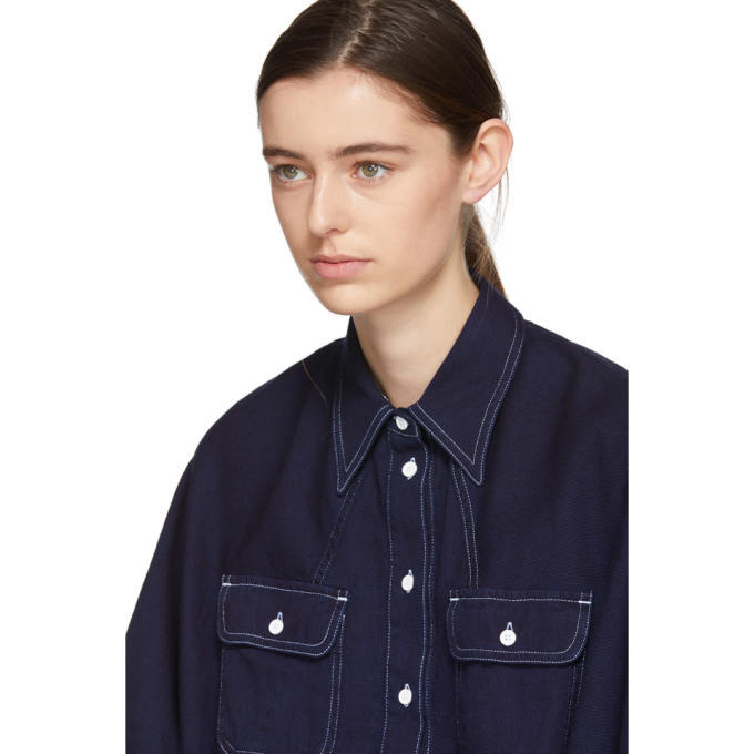 MM6 Maison Martin Margiela Navy Denim Batwing Shirt MM6 Maison