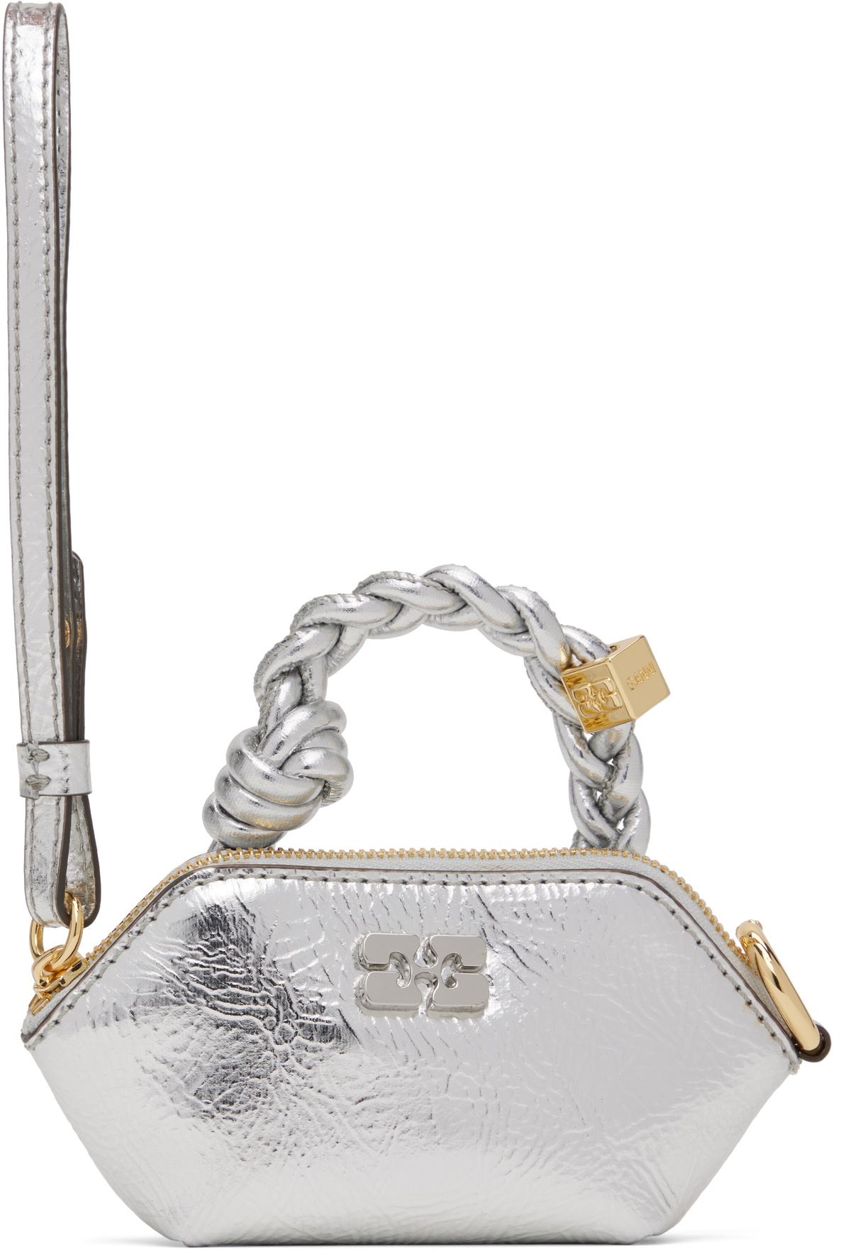 ★GANNI★ ブロンズ ナノ Bou メタリック ポーチ Bronze Bronze Metallic Small GANNI Bou Bag | GANNI GR