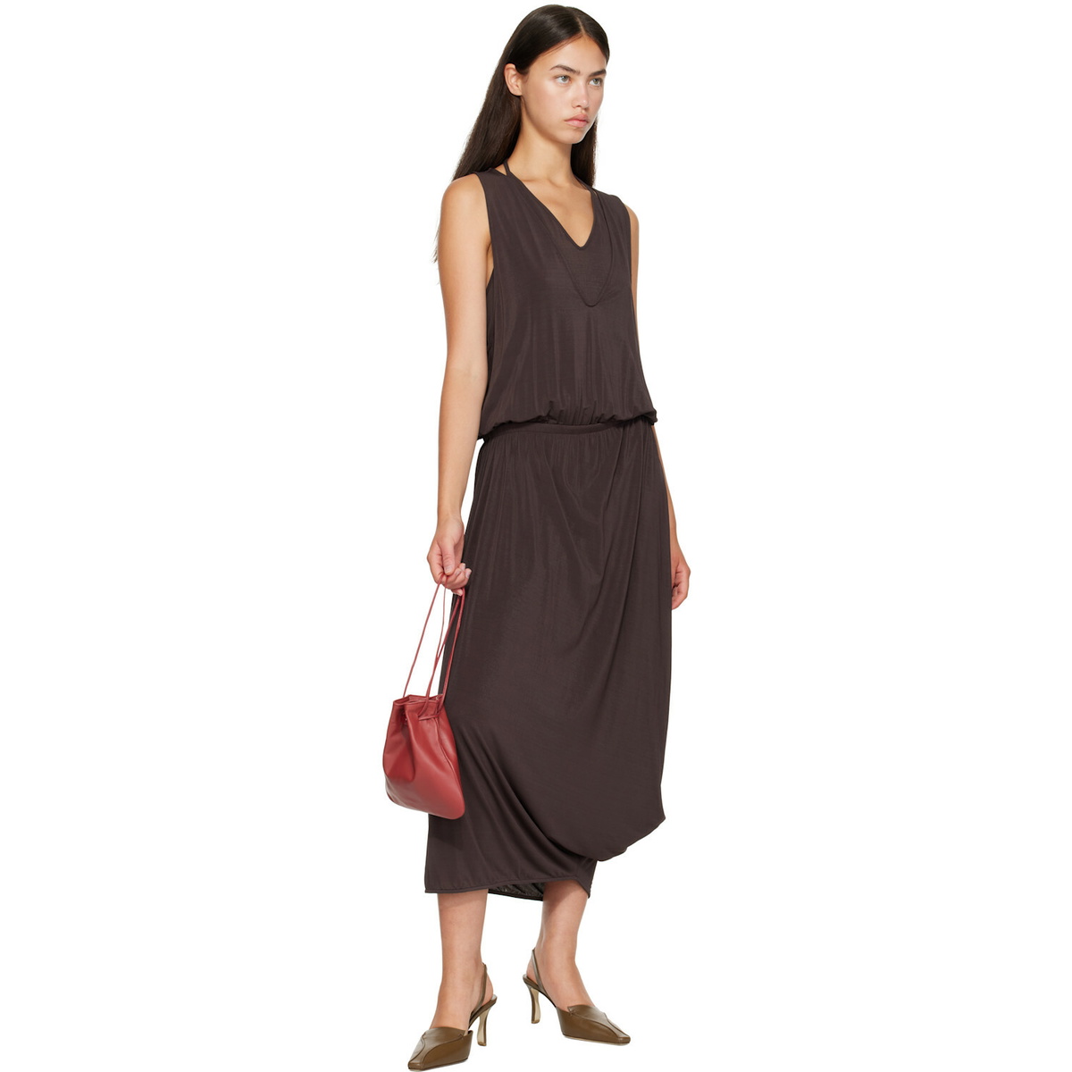 Manolo Blahnik Brown Cleosli Calf Leather Slingback Heels