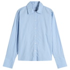 Calvin Klein Women's Cotton Poplin Sleep Shirt in Trail Stripe Frozen Fjord