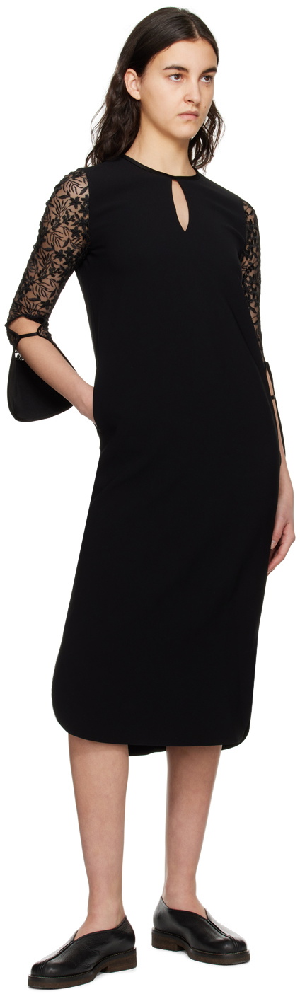 Mame Kurogouchi Black Floral Midi Dress