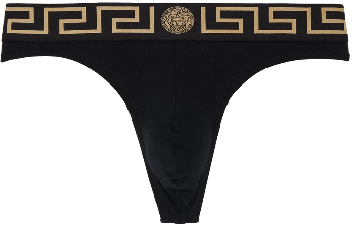 Photo: Versace Underwear Black Greca Border Thong