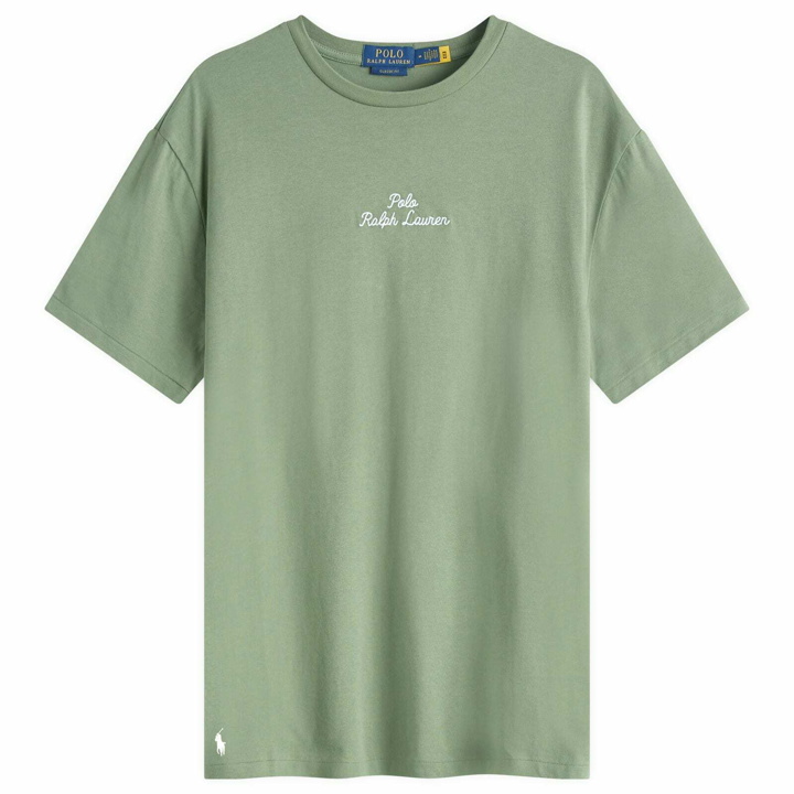 Photo: Polo Ralph Lauren Men's Chain Stitch Logo T-Shirt in Cargo Green