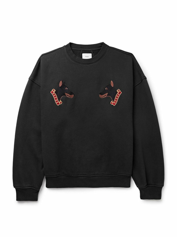 Photo: Rhude - London Hound Embroidered Cotton-Jersey Sweatshirt - Black