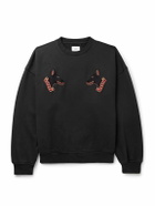 Rhude - London Hound Embroidered Cotton-Jersey Sweatshirt - Black