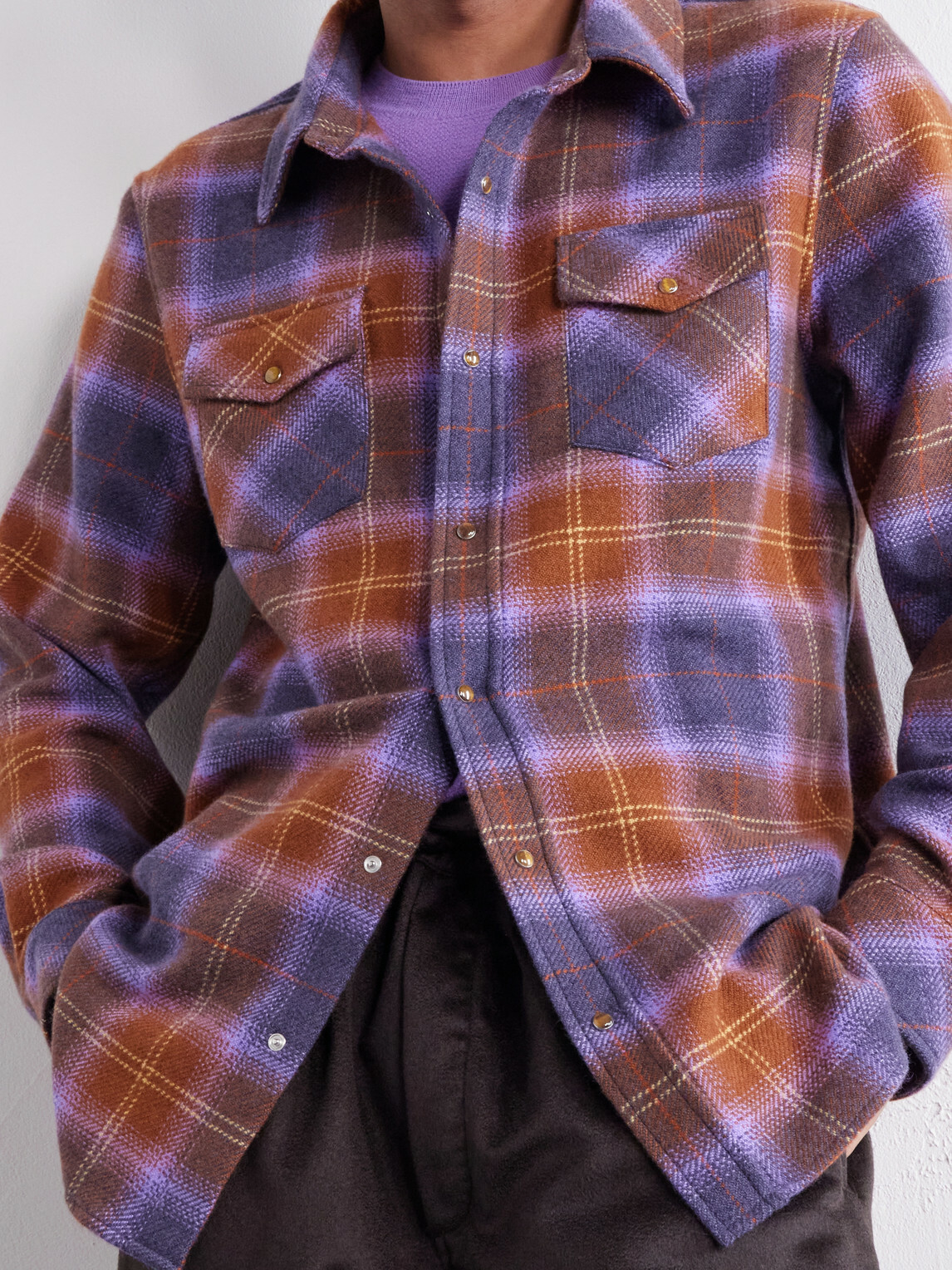 God's True Cashmere - Tartan Cashmere-Flannel Shirt - Purple