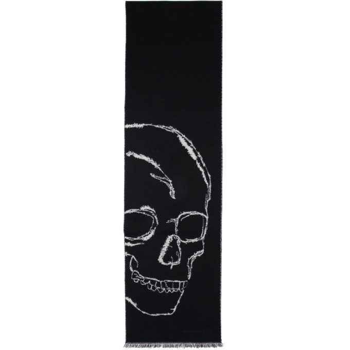 Photo: Alexander McQueen Black and Ivory Oversized Skull Scarf