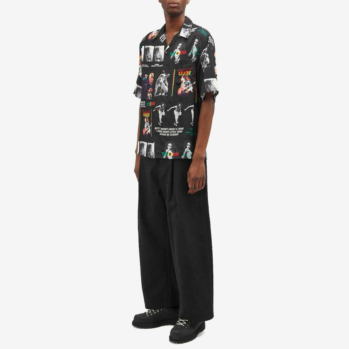 Wacko Maria Men's x Bob Marley Type-1 Hawaiian Shirt in Black