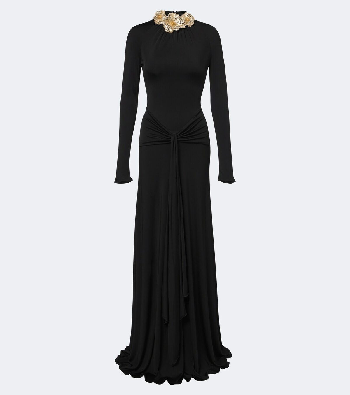 David Koma Draped floral-appliqué gown