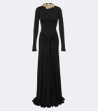 David Koma Draped floral-appliqué gown