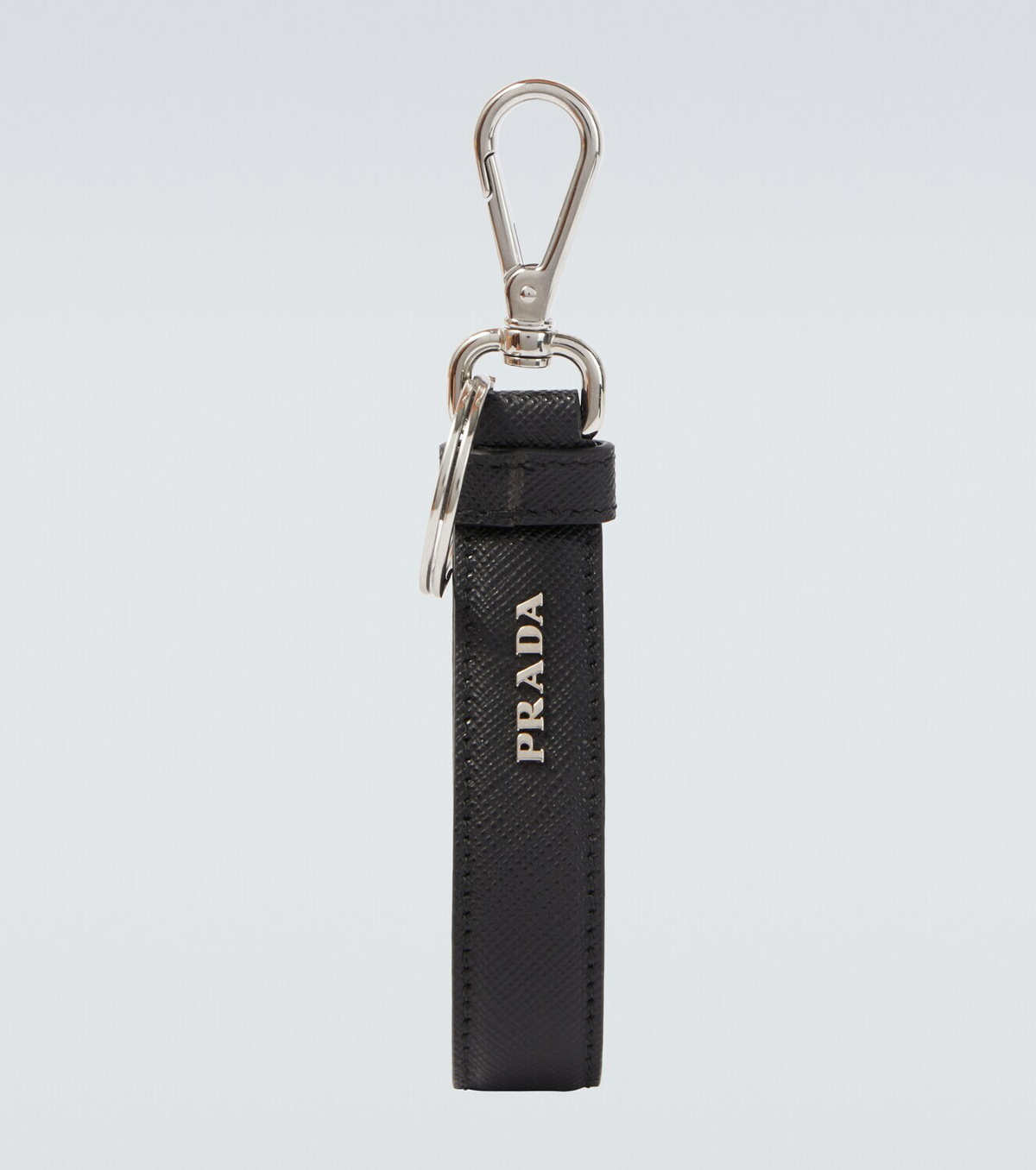 Prada Saffiano logo leather keychain
