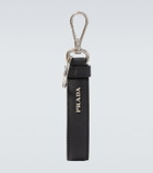 Prada Saffiano logo leather keychain