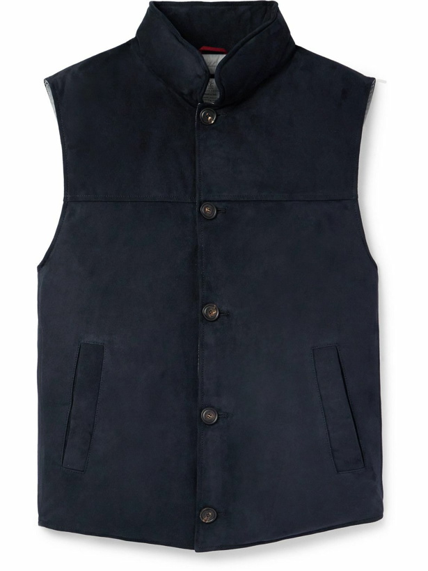 Photo: Brunello Cucinelli - Padded Suede Down Gilet - Blue