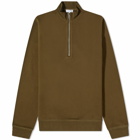 Sunspel Men's Quarter Zip Sweat in Dark Moss