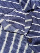 SMR Days - Bakoven Camp-Collar Embroidered Cotton-Voile Shirt - Blue