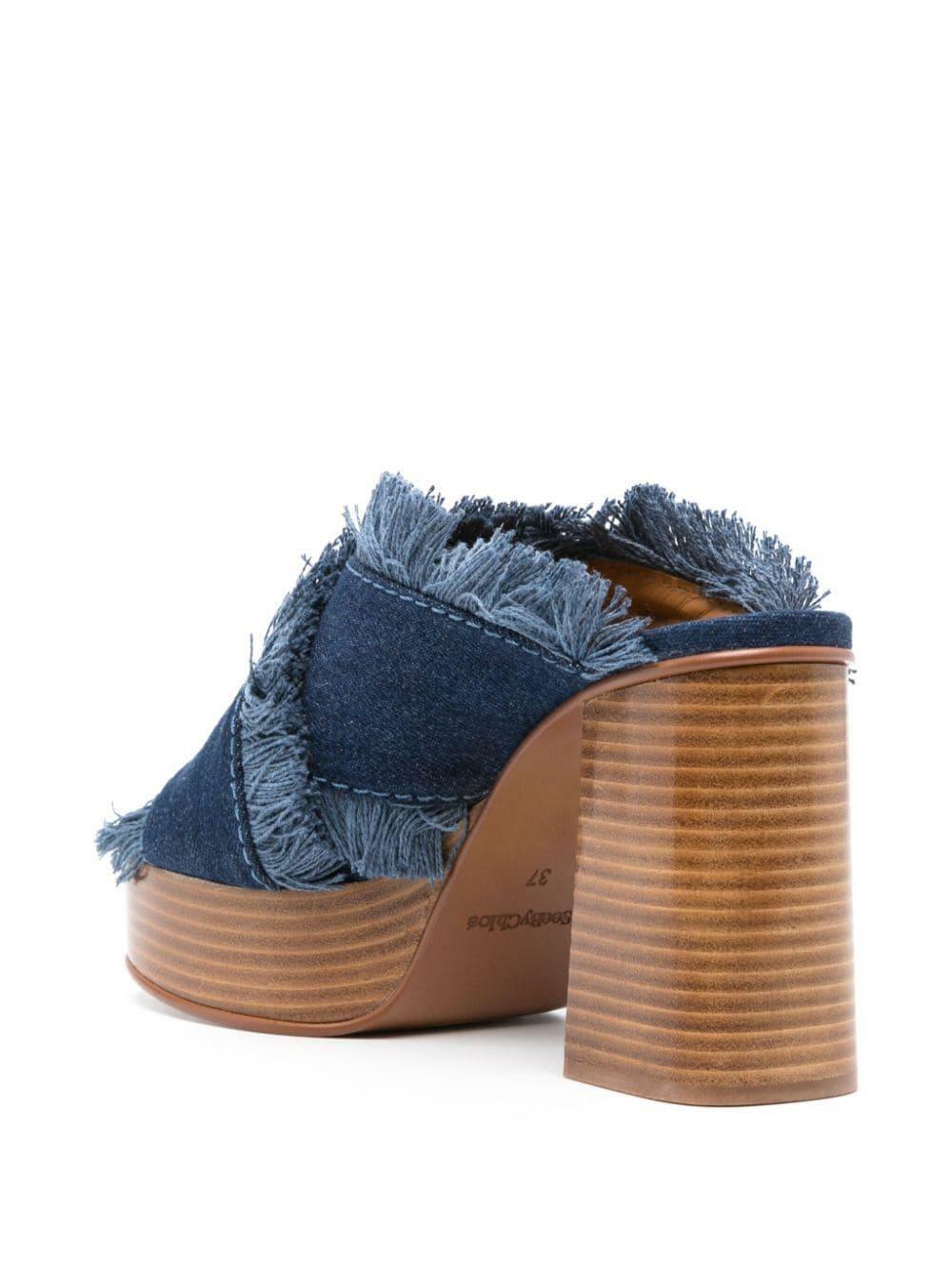 See by Chloé 100mm Frayed-detailing Denim Mules