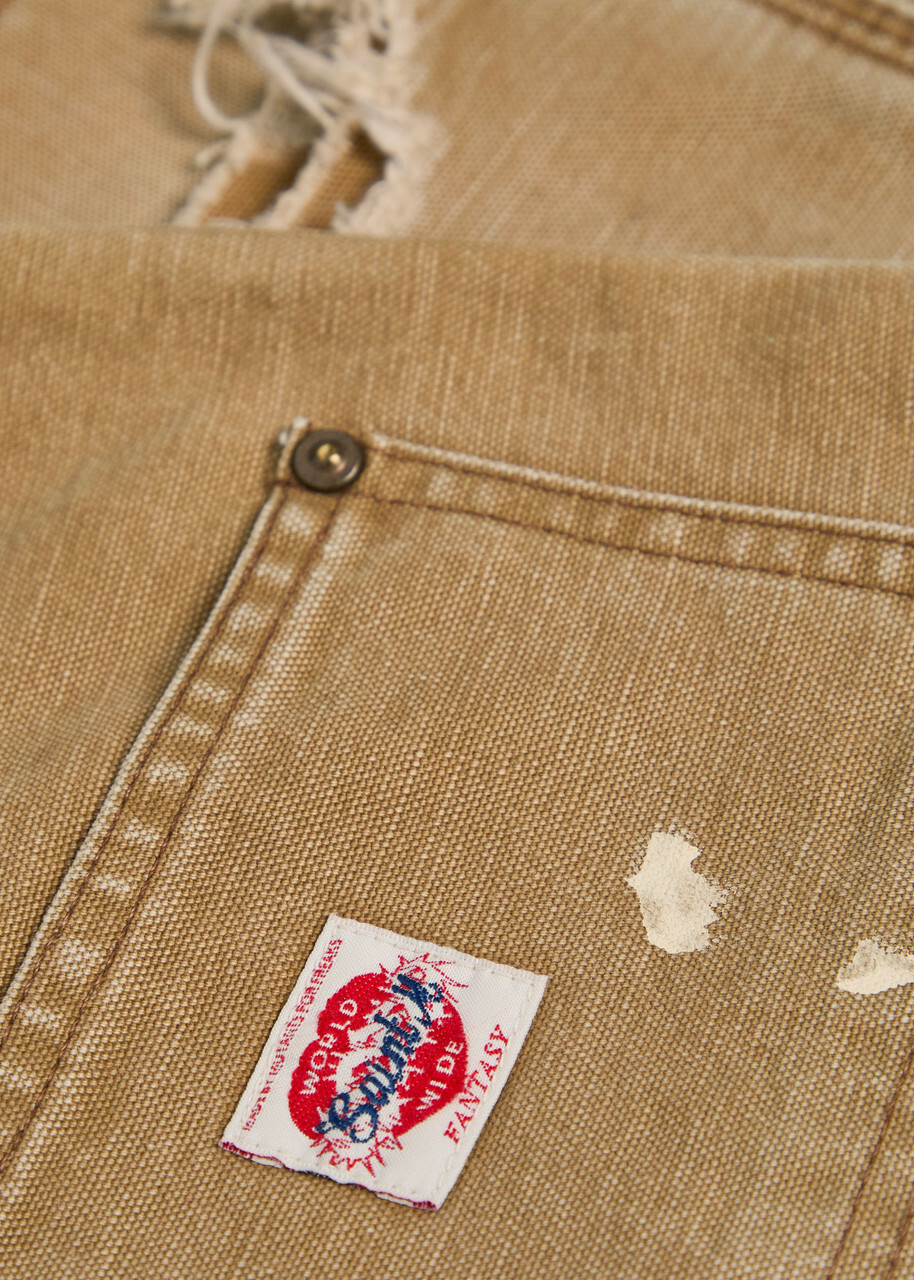 Saint Mxxxxxx Distressed Canvas Shorts Beige