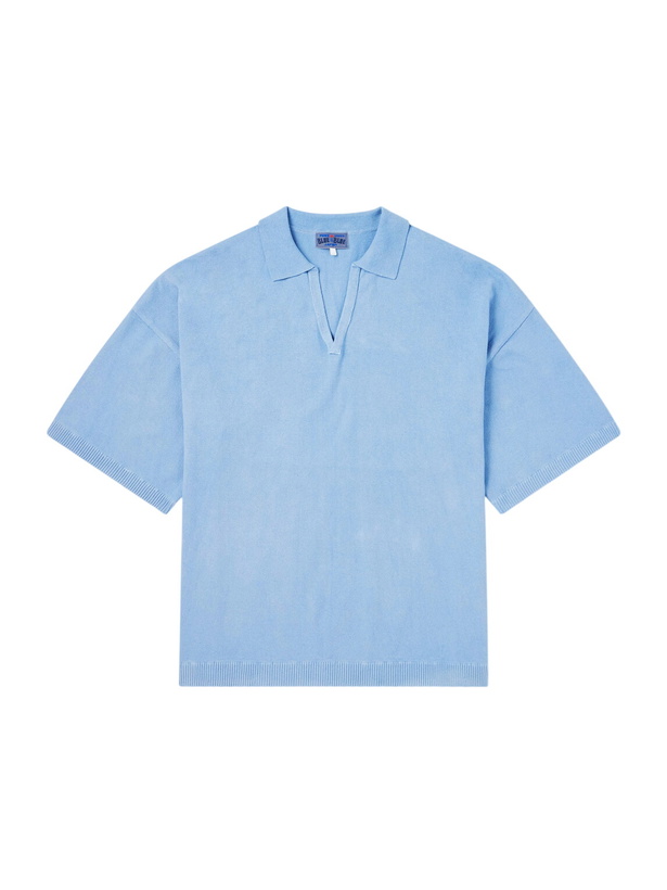 Photo: Blue Blue Japan - Knitted Polo Shirt - Blue