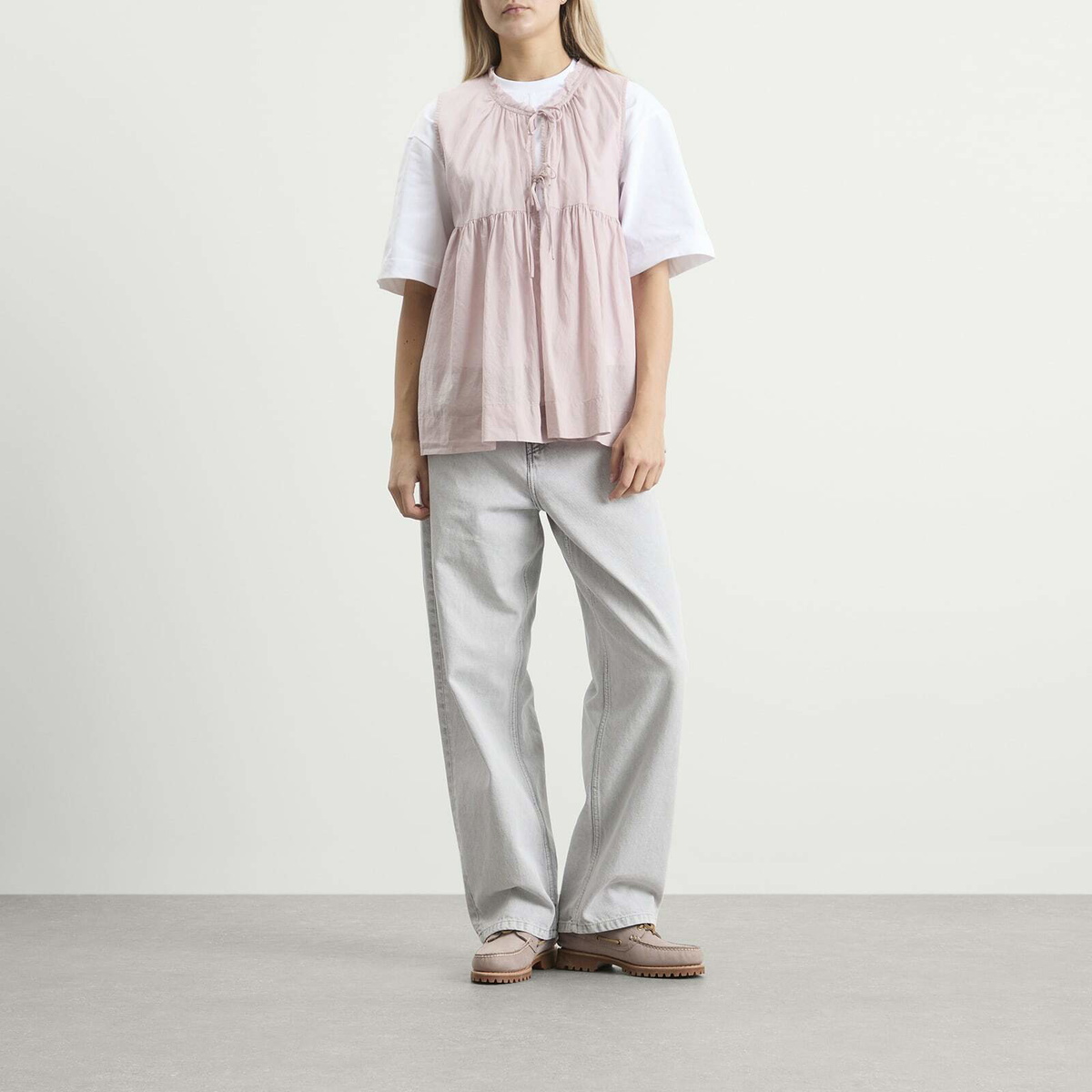 Beams Boy Women's Reversible Gathered Vest Top in Dusty Pink