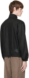 Song for the Mute Black Drape Wool Long Zip Pullover Sweater