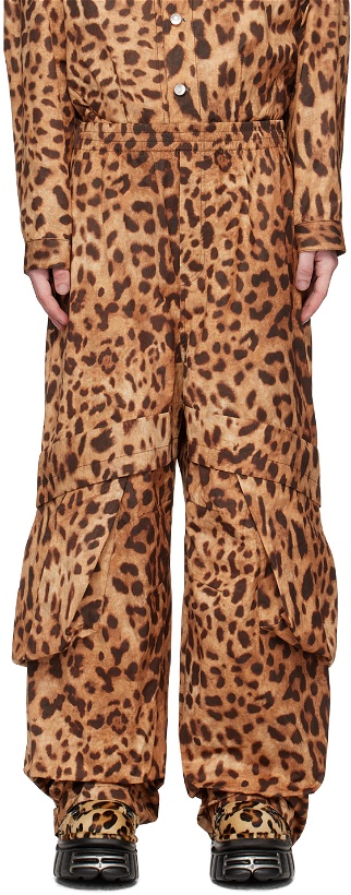 Photo: We11done Brown & Tan Allover Printed Cargo Pants
