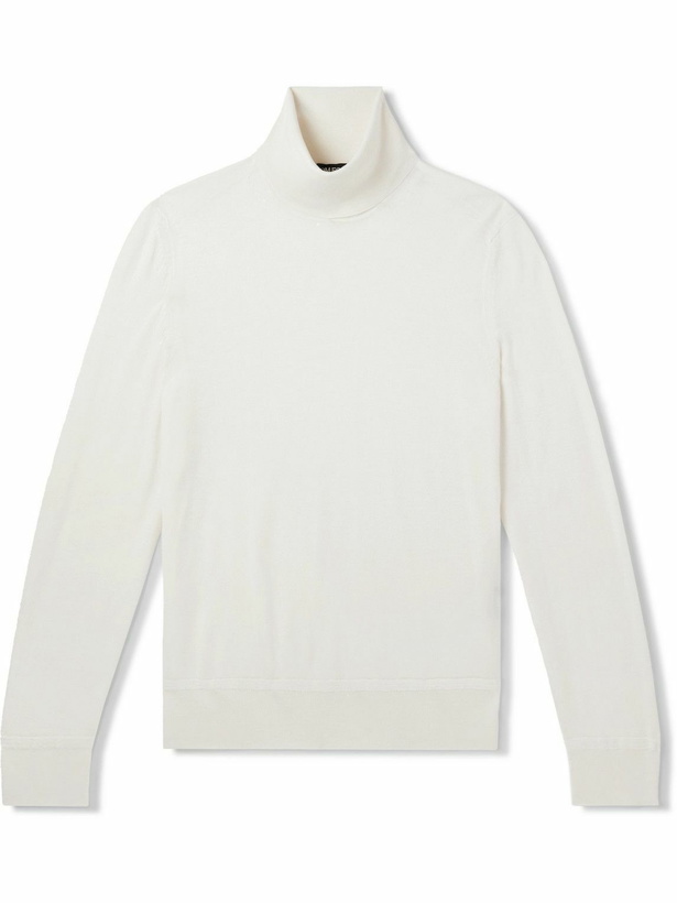 Photo: TOM FORD - Cashmere and Silk-Blend Rollneck Sweater - White