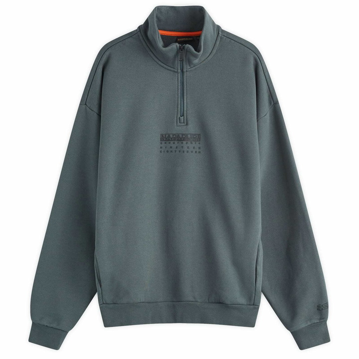 Photo: Napapijri Men's Premium 1987 Half Zip Sweatshirt in Green Urban