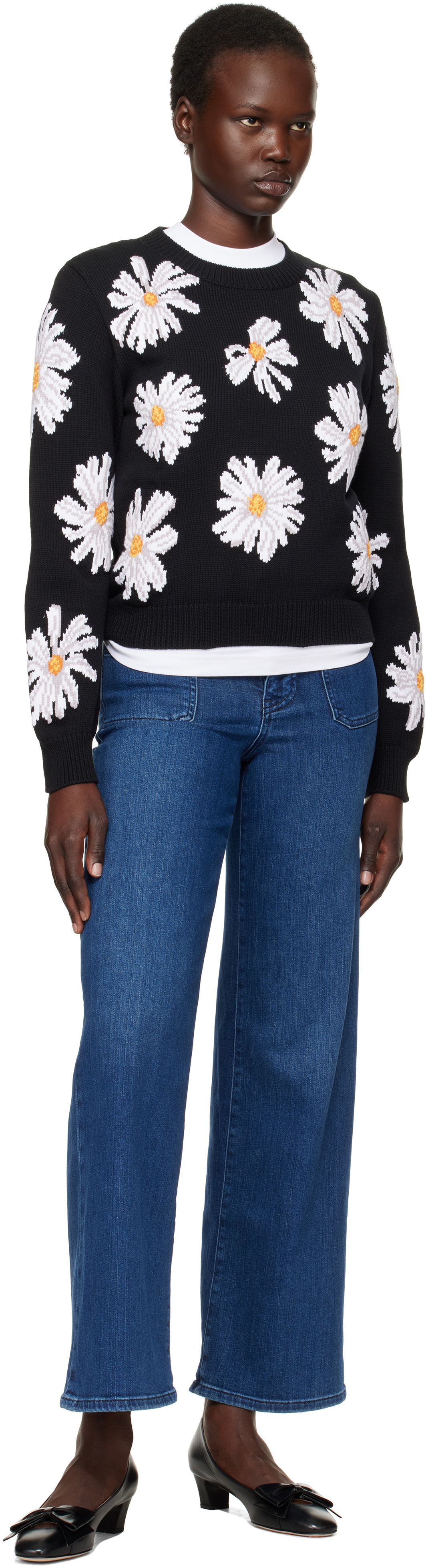 Moschino Black All Over Daisy Print Sweater